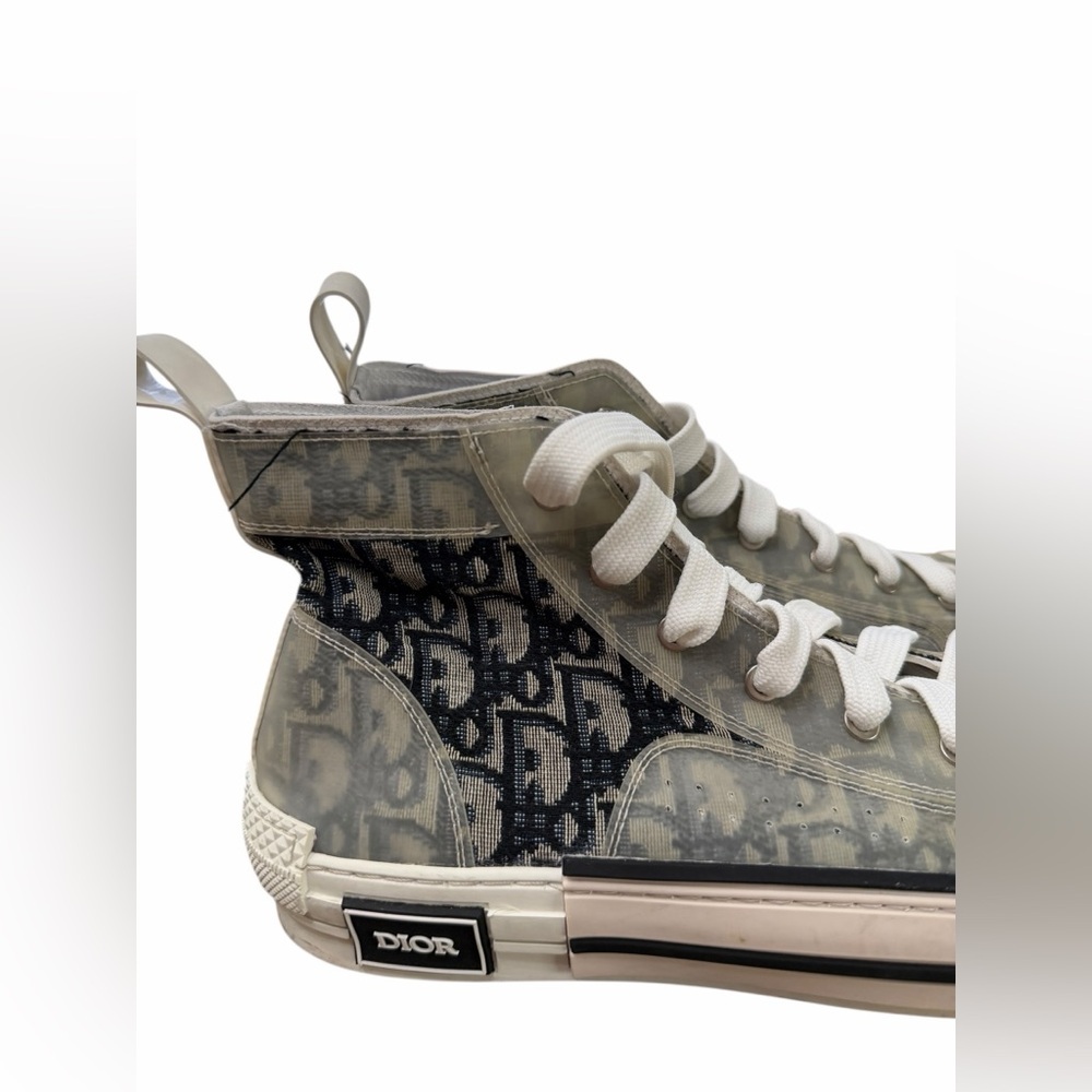 Dior Gray and White B23 Monogram High-Top Oblique Technical Canvas Sneakers - Picture 5 of 10